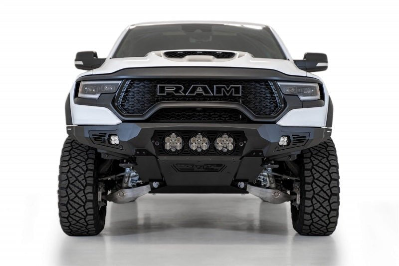 Addictive Desert Designs Bomber Front Bumper (FRONT): Ram 1500 TRX (19-24) - Hammer Black Bumpers, Grilles & Guards offroad accessory | Iron Ridge Offroad