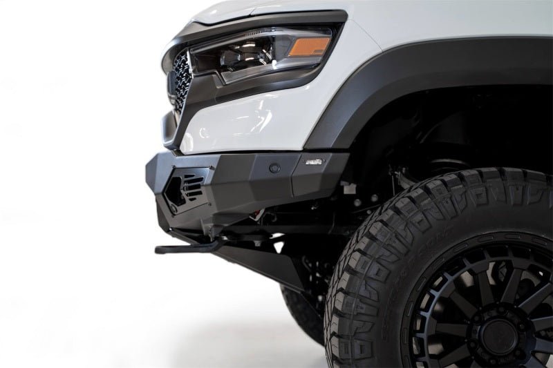 Addictive Desert Designs Bomber Front Bumper (FRONT): Ram 1500 TRX (19-24) - Hammer Black Bumpers, Grilles & Guards offroad accessory | Iron Ridge Offroad