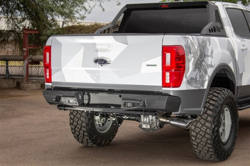 Addictive Desert Designs Stealth Fighter Rear Bumper w/ Backup Sensor Holes - 2019 - 2023 Ford Ranger Bumpers offroad accessory | Iron Ridge Offroad