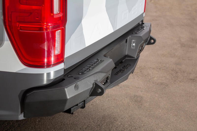 Addictive Desert Designs Stealth Fighter Rear Bumper w/ Backup Sensor Holes - 2019 - 2023 Ford Ranger Bumpers offroad accessory | Iron Ridge Offroad