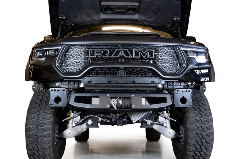 Addictive Desert Designs Stealth Fighter Winch Kit: Ram 1500 TRX (19-24) - Hammer Black/Satin Black Winches & Hitches offroad accessory | Iron Ridge Offroad