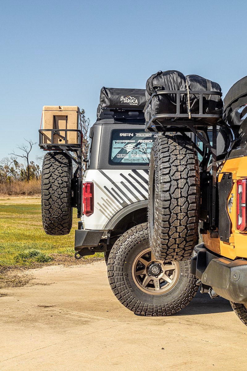 Advanced Accessory Concepts Spare Tire Cargo Carrier Mount - 2021+ Ford Bronco Exterior Styling offroad accessory | Iron Ridge Offroad