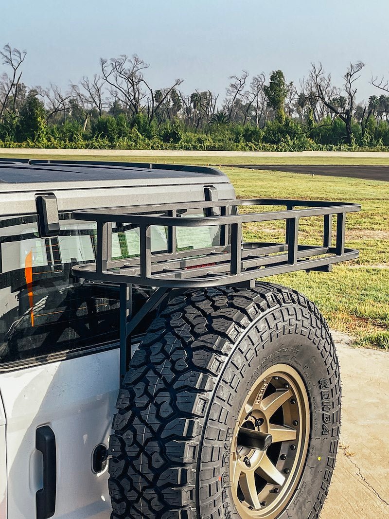 Advanced Accessory Concepts Spare Tire Cargo Carrier Mount - 2021+ Ford Bronco Exterior Styling offroad accessory | Iron Ridge Offroad