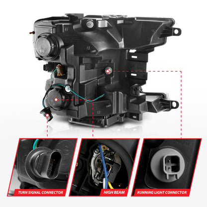 ANZO Projector Headlight Set w/Halo Plank Style Black Amber | Ford F-150 (18-19) (111467)