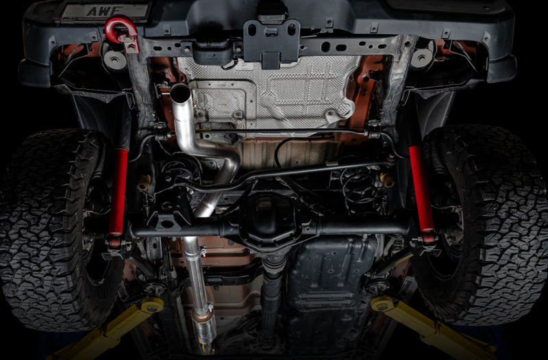 AWE Trail Edition Cat-Back Exhaust (Single Turn-Down Exit): Jeep Wrangler JL 2.0L Turbo 2018 - 2025