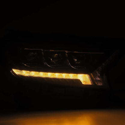 AlphaRex 19 - 21 Ford Ranger NOVA LED Proj Headlight Plnk Style Alpha Blk w/Activ Light/Seq Signal/DRL Lights offroad accessory | Iron Ridge Offroad