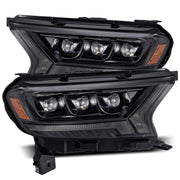 AlphaRex 19 - 21 Ford Ranger NOVA LED Proj Headlight Plnk Style Alpha Blk w/Activ Light/Seq Signal/DRL Lights offroad accessory | Iron Ridge Offroad