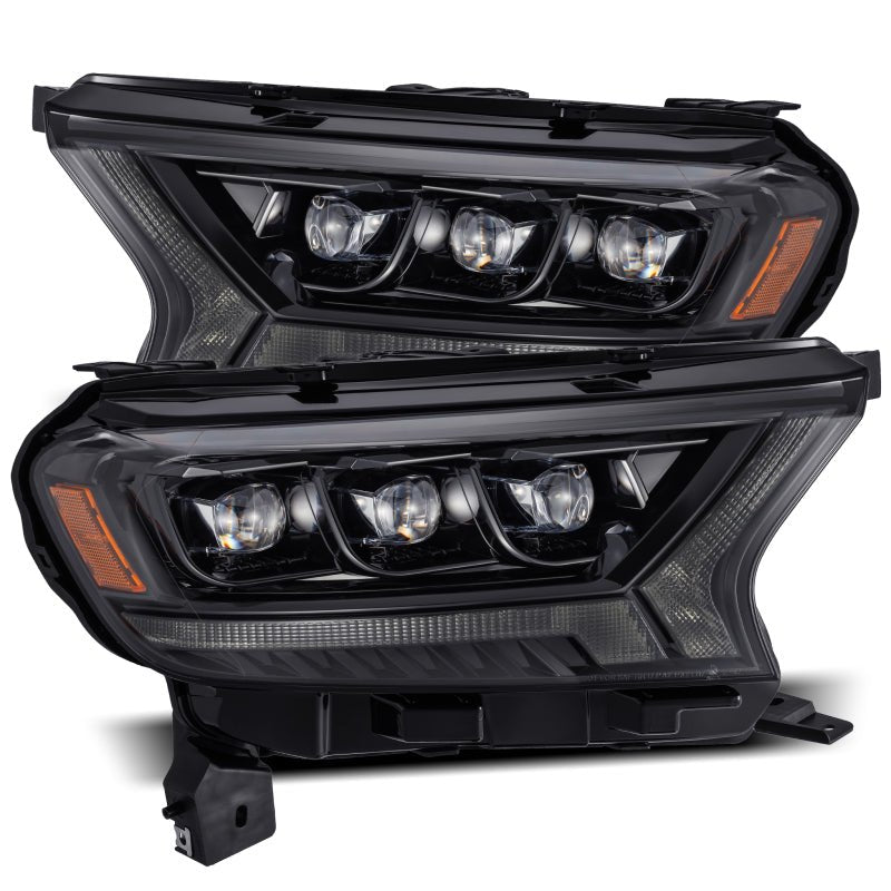AlphaRex 19 - 21 Ford Ranger NOVA LED Proj Headlight Plnk Style Alpha Blk w/Activ Light/Seq Signal/DRL Lights offroad accessory | Iron Ridge Offroad