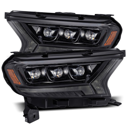 AlphaRex 19 - 21 Ford Ranger NOVA LED Proj Headlight Plnk Style Alpha Blk w/Activ Light/Seq Signal/DRL Lights offroad accessory | Iron Ridge Offroad