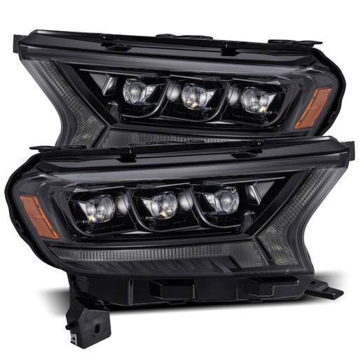 AlphaRex 19 - 21 Ford Ranger NOVA LED Proj Headlight Plnk Style Alpha Blk w/Activ Light/Seq Signal/DRL Lights offroad accessory | Iron Ridge Offroad