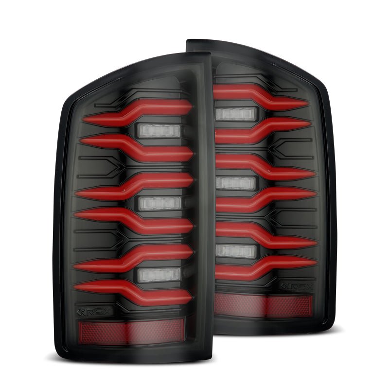 AlphaRex LUXX LED Tail Lights (Black/Red): Dodge Ram 1500 (02-06) & 3500 (03-06) Lights offroad accessory | Iron Ridge Offroad