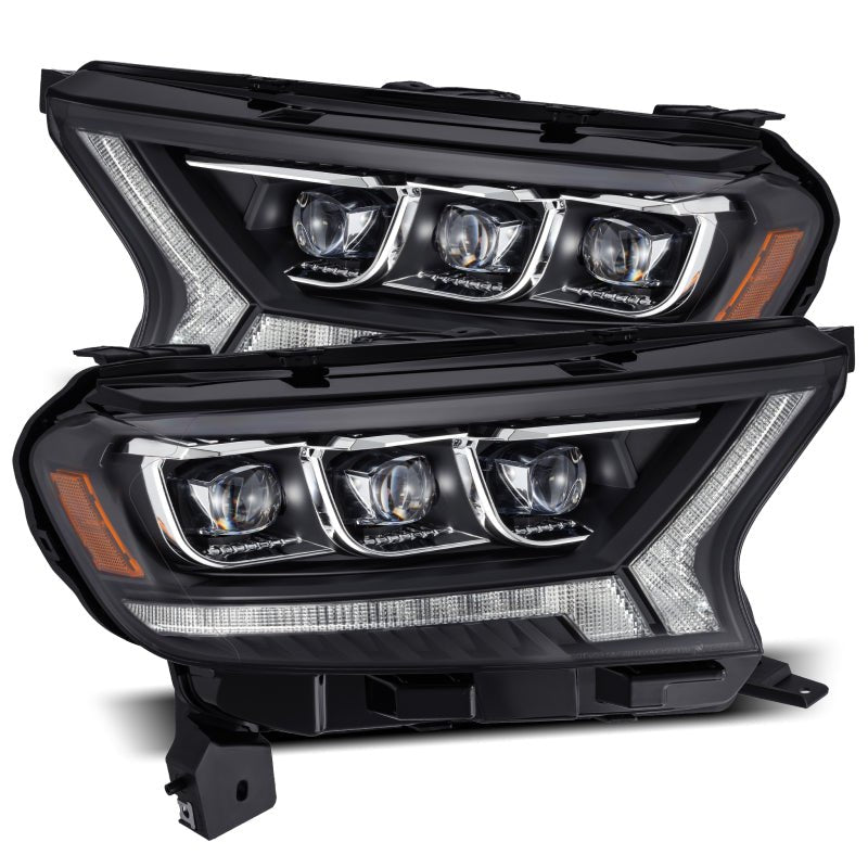 AlphaRex NOVA LED Proj Headlights Plank Style Black w/Activ Light/Seq Signal/DRL - 2019 - 2023 Ford Ranger Lights offroad accessory | Iron Ridge Offroad