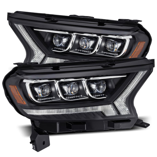 AlphaRex NOVA LED Proj Headlights Plank Style Black w/Activ Light/Seq Signal/DRL - 2019 - 2023 Ford Ranger Lights offroad accessory | Iron Ridge Offroad