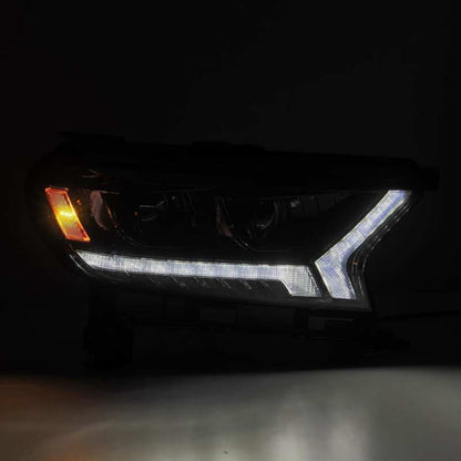 AlphaRex PRO - Series Proj Headlights Plank Style Alpha Black w/Seq Signal/DRL - 2019 - 2023 Ford Ranger Lights offroad accessory | Iron Ridge Offroad