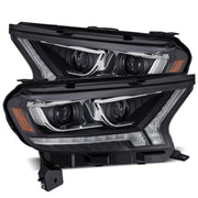 AlphaRex PRO - Series Proj Headlights Plank Style Black w/Seq Signal/DRL - 2019 - 2023 Ford Ranger Lights offroad accessory | Iron Ridge Offroad