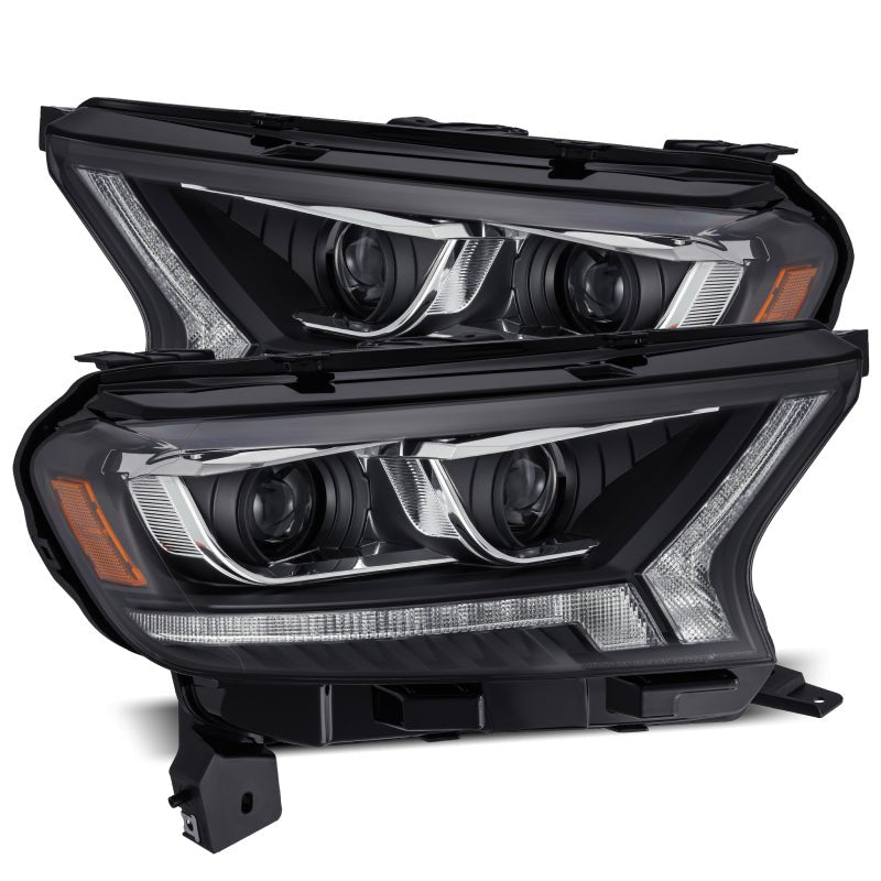 AlphaRex PRO - Series Proj Headlights Plank Style Black w/Seq Signal/DRL - 2019 - 2023 Ford Ranger Lights offroad accessory | Iron Ridge Offroad