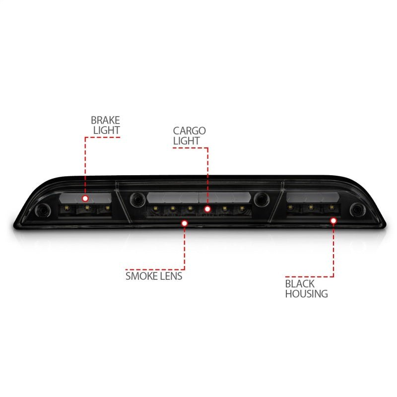 ANZO 15 - 20 Ford F - 150 - F - 450 LED Third Brake Light - Black Housing/Smoke Lens Lights offroad accessory | Iron Ridge Offroad
