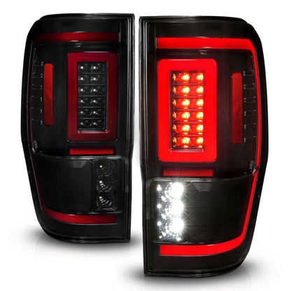 ANZO 19 - 22 Ford Ranger Full LED Taillights w/ Lightbar Sequential Signal Black Housing/Smoke Lens Lights offroad accessory | Iron Ridge Offroad