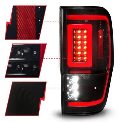 ANZO 19 - 22 Ford Ranger Full LED Taillights w/ Lightbar Sequential Signal Black Housing/Smoke Lens Lights offroad accessory | Iron Ridge Offroad