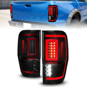 ANZO 19 - 22 Ford Ranger Full LED Taillights w/ Lightbar Sequential Signal Black Housing/Smoke Lens Lights offroad accessory | Iron Ridge Offroad