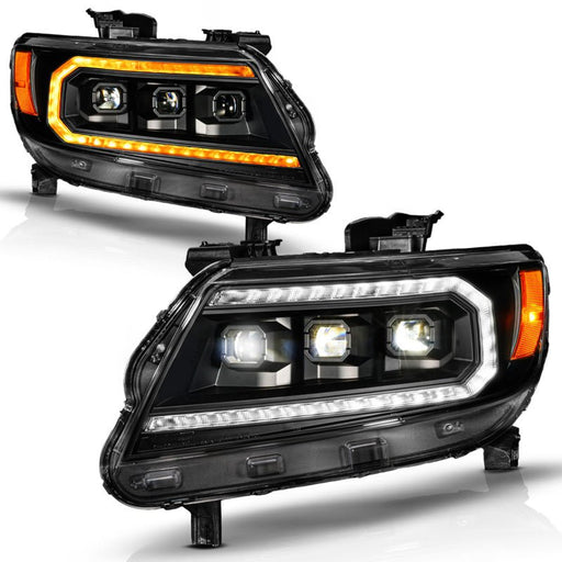 ANZO LED DRL Projector Headlight w/ Sequential Light Bar | Chevy Colorado (15-22) (111634) Lights offroad accessory | Iron Ridge Offroad
