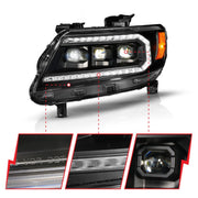 ANZO LED DRL Projector Headlight w/ Sequential Light Bar | Chevy Colorado (15-22) (111634) Lights offroad accessory | Iron Ridge Offroad