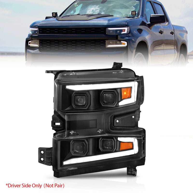 ANZO LED Projector Headlight w/ Light Bar | Chevrolet Silverado 1500 (19-22) (111566-L) Lights offroad accessory | Iron Ridge Offroad