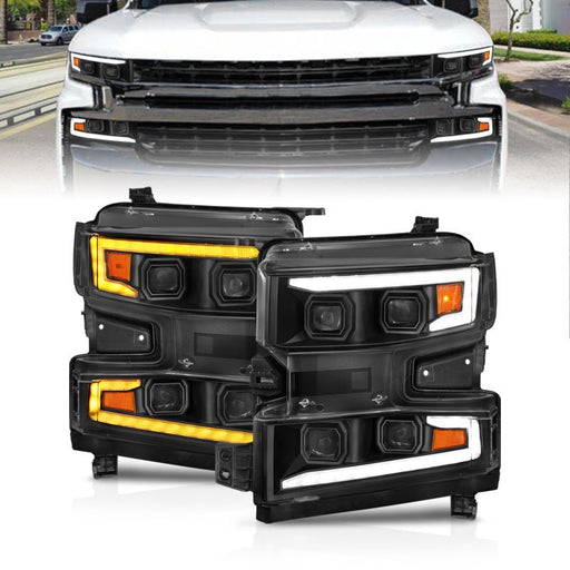 ANZO LED Projector Headlight w/ Light Bar | Chevrolet Silverado 1500 (19-22) (111566-L) Lights offroad accessory | Iron Ridge Offroad