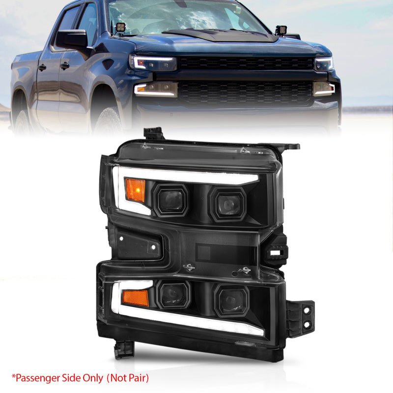ANZO LED Projector Headlight w/ Light Bar Sequential | Chevrolet Silverado 1500 (19-22) (111566-R) Lights offroad accessory | Iron Ridge Offroad