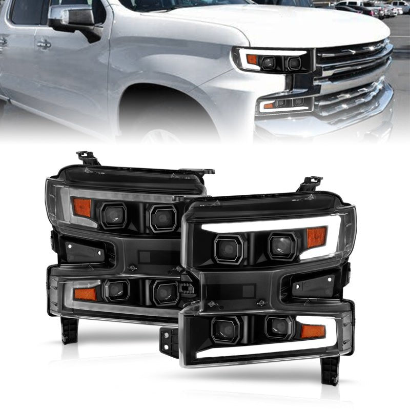 ANZO LED Projector Headlight w/ Light Bar Sequential | Chevrolet Silverado 1500 (19-22) (111566-R) Lights offroad accessory | Iron Ridge Offroad