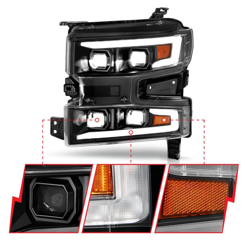 ANZO LED Projector Headlight w/ Light Bar Sequential | Chevrolet Silverado 1500 (19-22) (111566-R) Lights offroad accessory | Iron Ridge Offroad