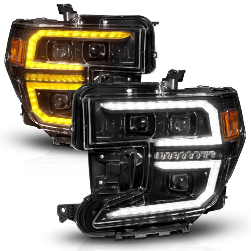 ANZO LED Projector Headlights w/ Switchback + Sequential Black | GMC Sierra 1500 (19-21) (111600) Lights offroad accessory | Iron Ridge Offroad