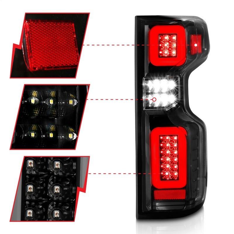 ANZO LED Tail Light Assembly Black Housing Clear Lens G2 | Chevy Silverado (19-21) (311414) Lights offroad accessory | Iron Ridge Offroad