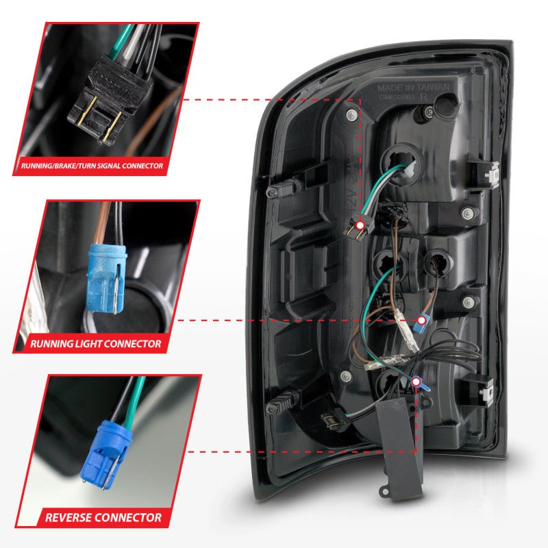 ANZO LED Tail Light Assembly Black Smoke | GMC Sierra 1500/2500/3500 (14-18) (311465) Lights offroad accessory | Iron Ridge Offroad