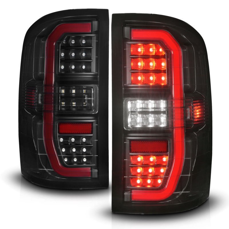 ANZO LED Tail Light Assembly Black Smoke | GMC Sierra 1500/2500/3500 (14-18) (311465) Lights offroad accessory | Iron Ridge Offroad