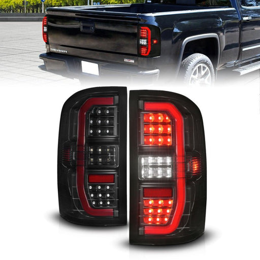 ANZO LED Tail Light Assembly Black Smoke | GMC Sierra 1500/2500/3500 (14-18) (311465) Lights offroad accessory | Iron Ridge Offroad