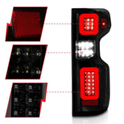 ANZO LED Tail Light Assembly F&R Black Housing Smoke Lens | Chevy Silverado (19-21) (311415) Lights offroad accessory | Iron Ridge Offroad