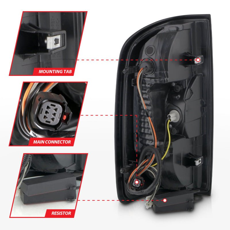 ANZO LED Tail Light Assembly w/ Red Lightbar Black Housing Smoke Lens | GMC Canyon (15-21) (311435) Lights offroad accessory | Iron Ridge Offroad