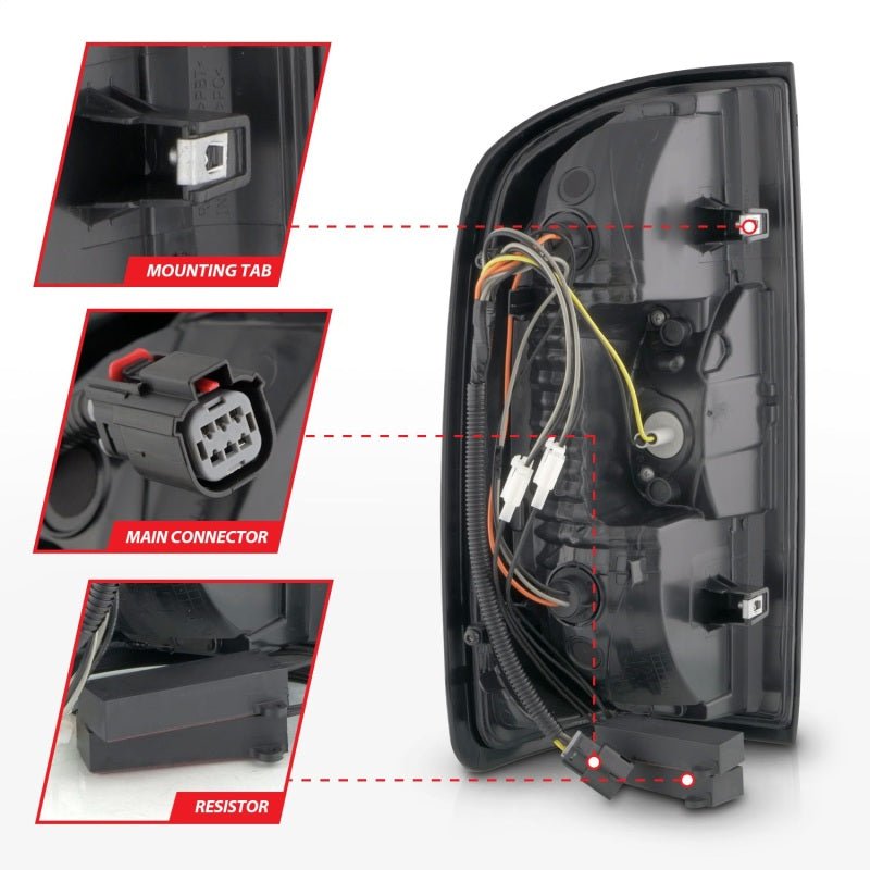 ANZO LED Tail Light Assembly w/ Red Lightbar Black Housing/Clear Lens | GMC Canyon (15-21) (311434) Lights offroad accessory | Iron Ridge Offroad