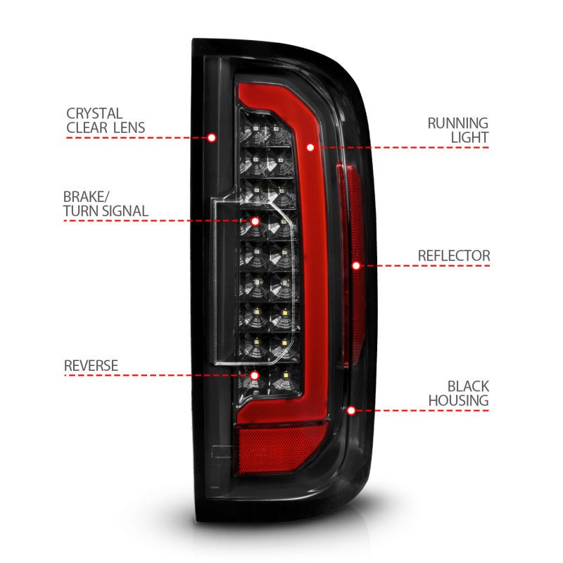 ANZO LED Tail Light Assembly w/ Red Lightbar Black Housing/Clear Lens | GMC Canyon (15-21) (311434) Lights offroad accessory | Iron Ridge Offroad