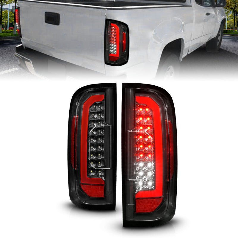 ANZO LED Tail Light Assembly w/ Red Lightbar Black Housing/Clear Lens | GMC Canyon (15-21) (311434) Lights offroad accessory | Iron Ridge Offroad