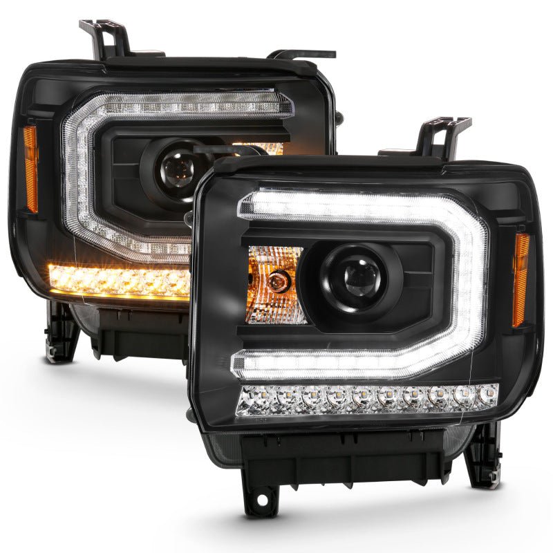 ANZO Plank Style HD Headlight Set w/ Amber Turn | GMC Sierra 1500/2500/3500 (16-19) (111485) Lights offroad accessory | Iron Ridge Offroad
