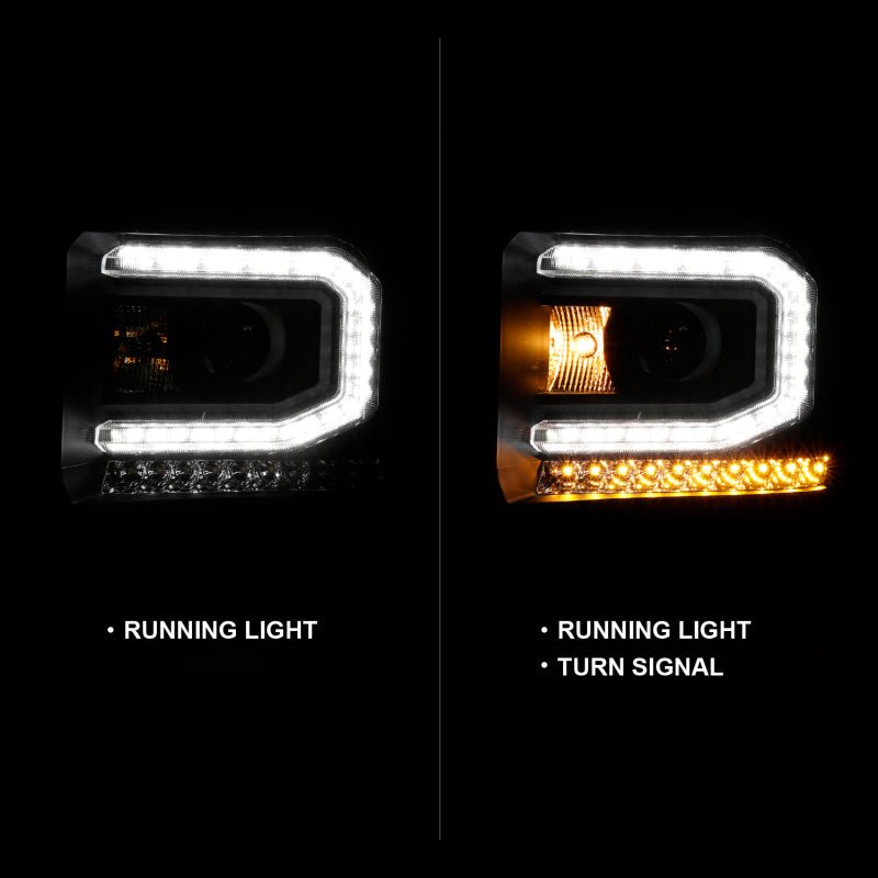 ANZO Plank Style HD Headlight Set w/ Amber Turn | GMC Sierra 1500/2500/3500 (16-19) (111485) Lights offroad accessory | Iron Ridge Offroad