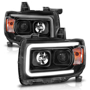 ANZO Projector Headlight Set w/ Plank Style Design Black w/ Amber | GMC Canyon (15+) (111381) Lights offroad accessory | Iron Ridge Offroad