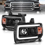 ANZO Projector Headlight Set w/ Plank Style Design Black w/ Amber | GMC Canyon (15+) (111381) Lights offroad accessory | Iron Ridge Offroad