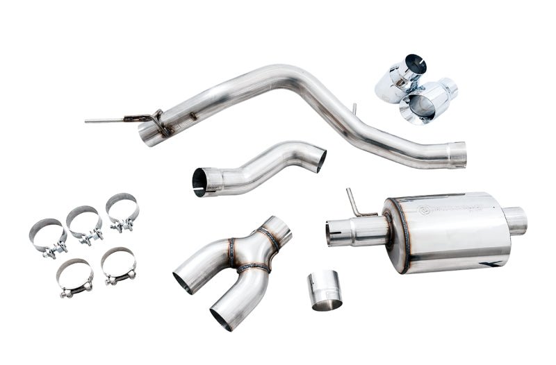 AWE Tuning 2019 - 2023 Ford Ranger 0FG Performance Exhaust System w/Chrome Silver Tips & Bash Guard Exhaust offroad accessory | Iron Ridge Offroad