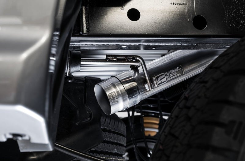 AWE Tuning 2019 - 2023 Ford Ranger 0FG Performance Exhaust System w/Diamond Black Tips & Rock Guard Exhaust offroad accessory | Iron Ridge Offroad