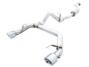 AWE Tuning 2021+ Ford Bronco 0FG Dual Rear Exit Exhaust w/Chrome Silver Tips & Bash Guard Exhaust offroad accessory | Iron Ridge Offroad