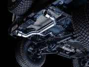 AWE Tuning 2021+ Ford Bronco 0FG Dual Rear Exit Exhaust w/Chrome Silver Tips & Bash Guard Exhaust offroad accessory | Iron Ridge Offroad