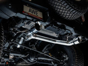 AWE Tuning 2021+ Ford Bronco 0FG Dual Rear Exit Exhaust w/Chrome Silver Tips & Bash Guard Exhaust offroad accessory | Iron Ridge Offroad